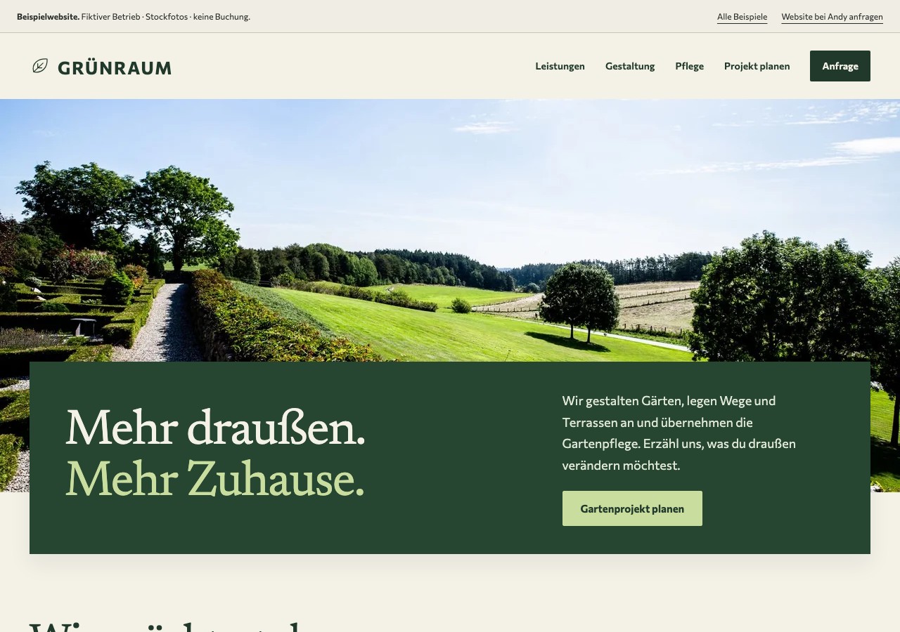 Startseite von Grünraum mit Gartenansicht