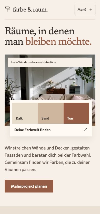 Dieselbe Malerwebsite auf dem Handy