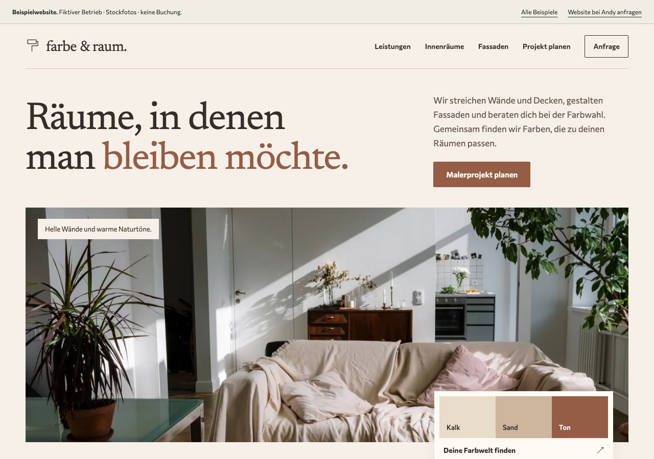 Startseite von Farbe und Raum mit Wohnraumfoto